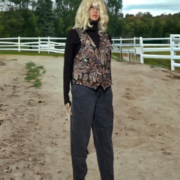 Vintage 90s Compagnie Internationale Express Tapestry Vest Embroidered Vest - Picture 4 of 12